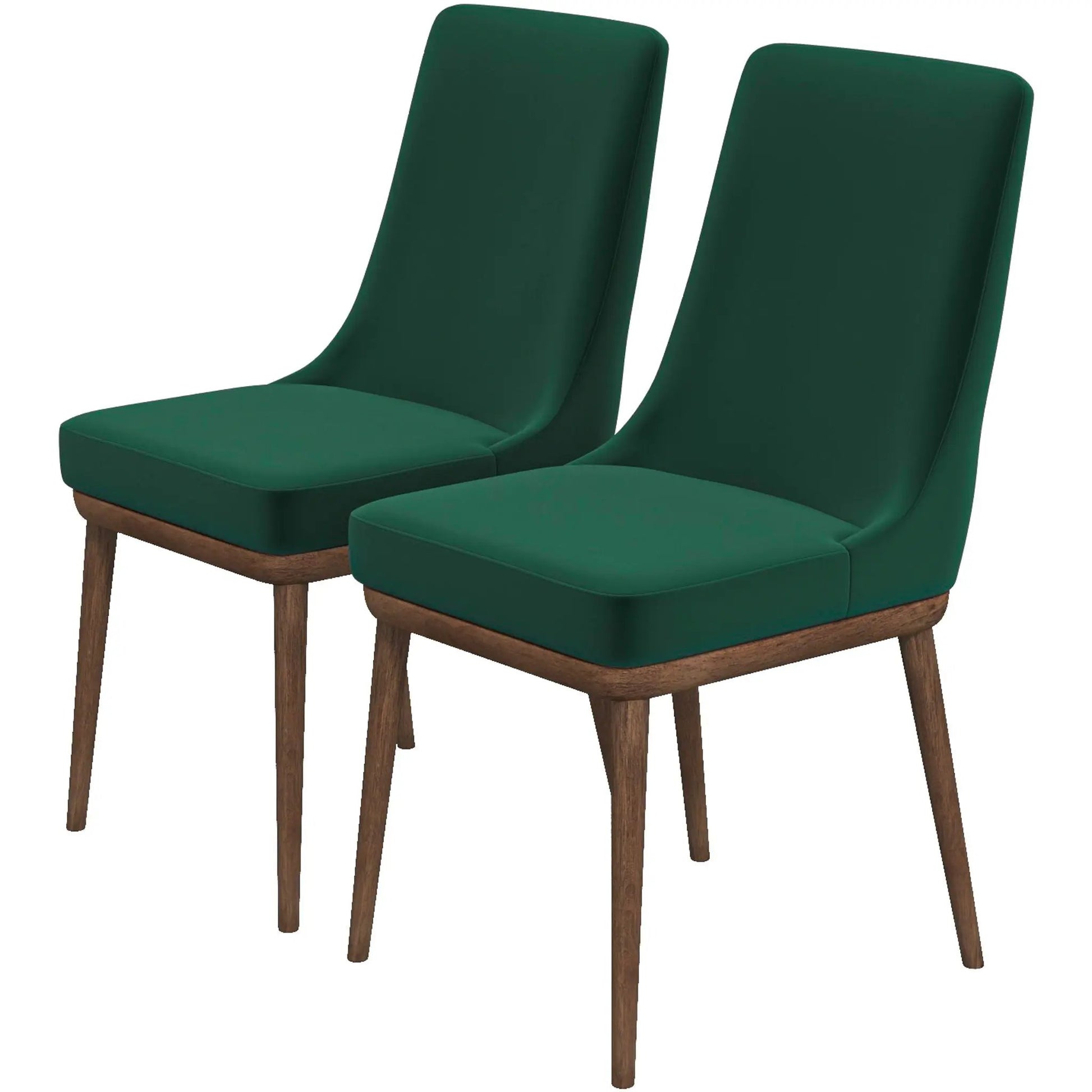 Kate mid-century modern dining chair set of 2 emerald green upholstery with wood legs on Tampa Home & Garden Store