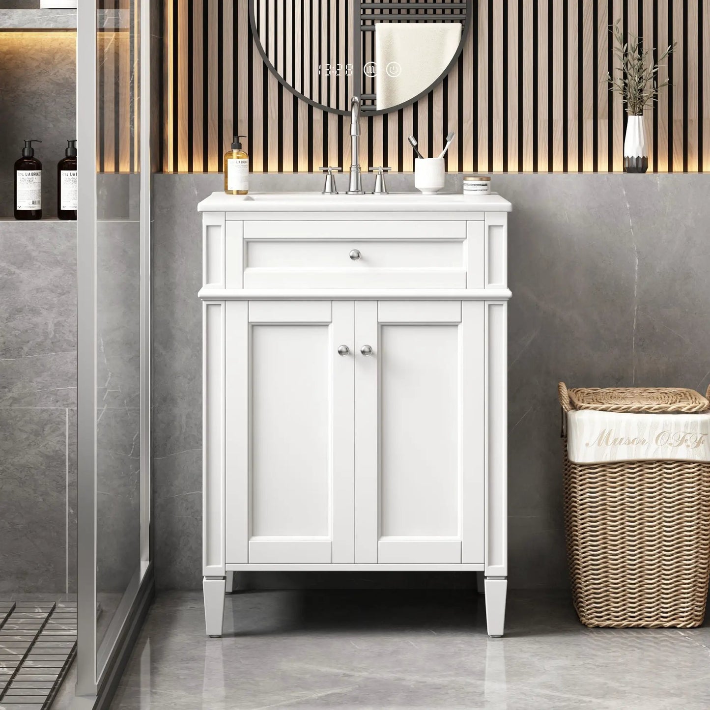 Bathroom Vanity With 2 Doors and Tip Out Drawer
