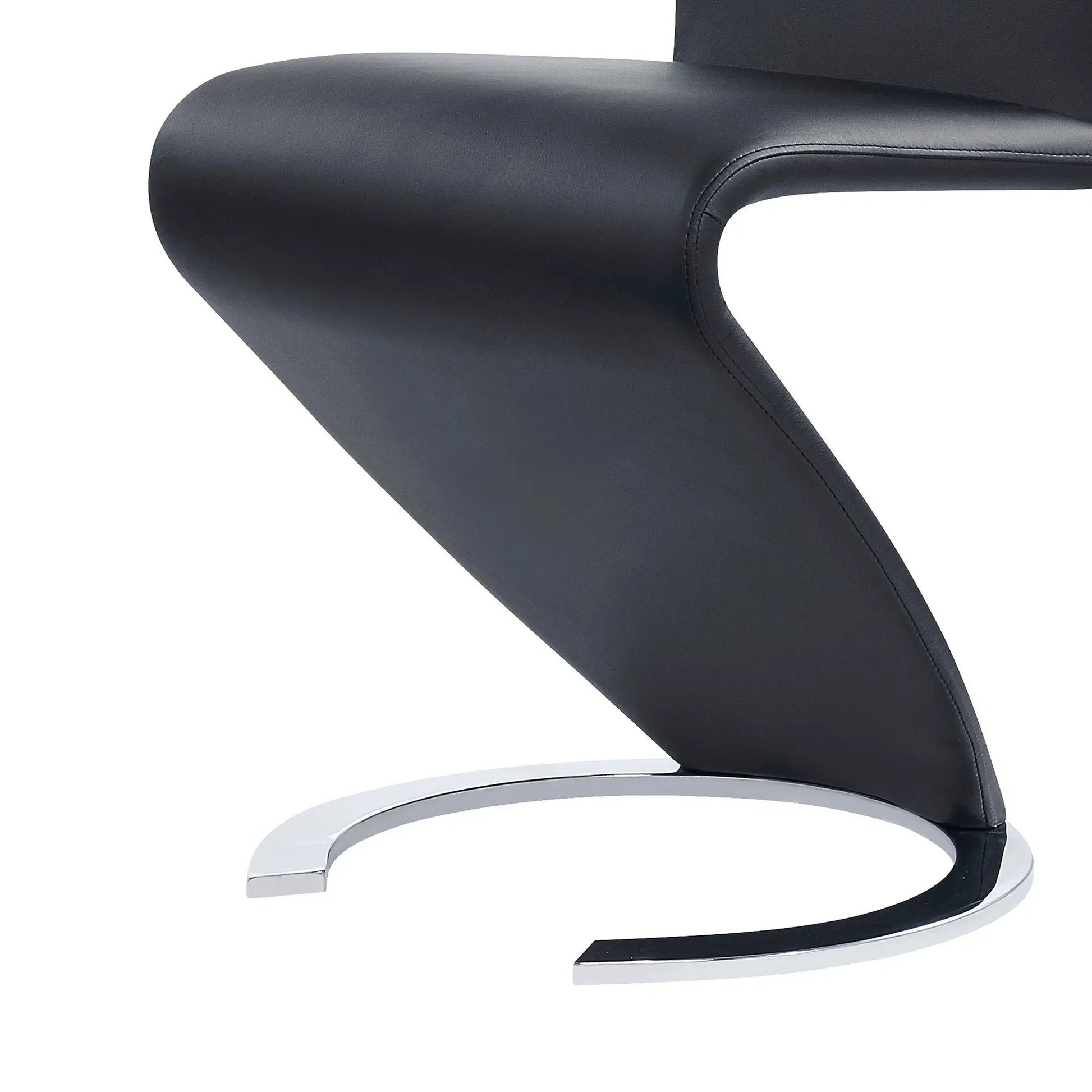 Marcus horseshoe dining chairs set of 2, black leather upholstery with chrome circular base on Tampa Home & Garden Store