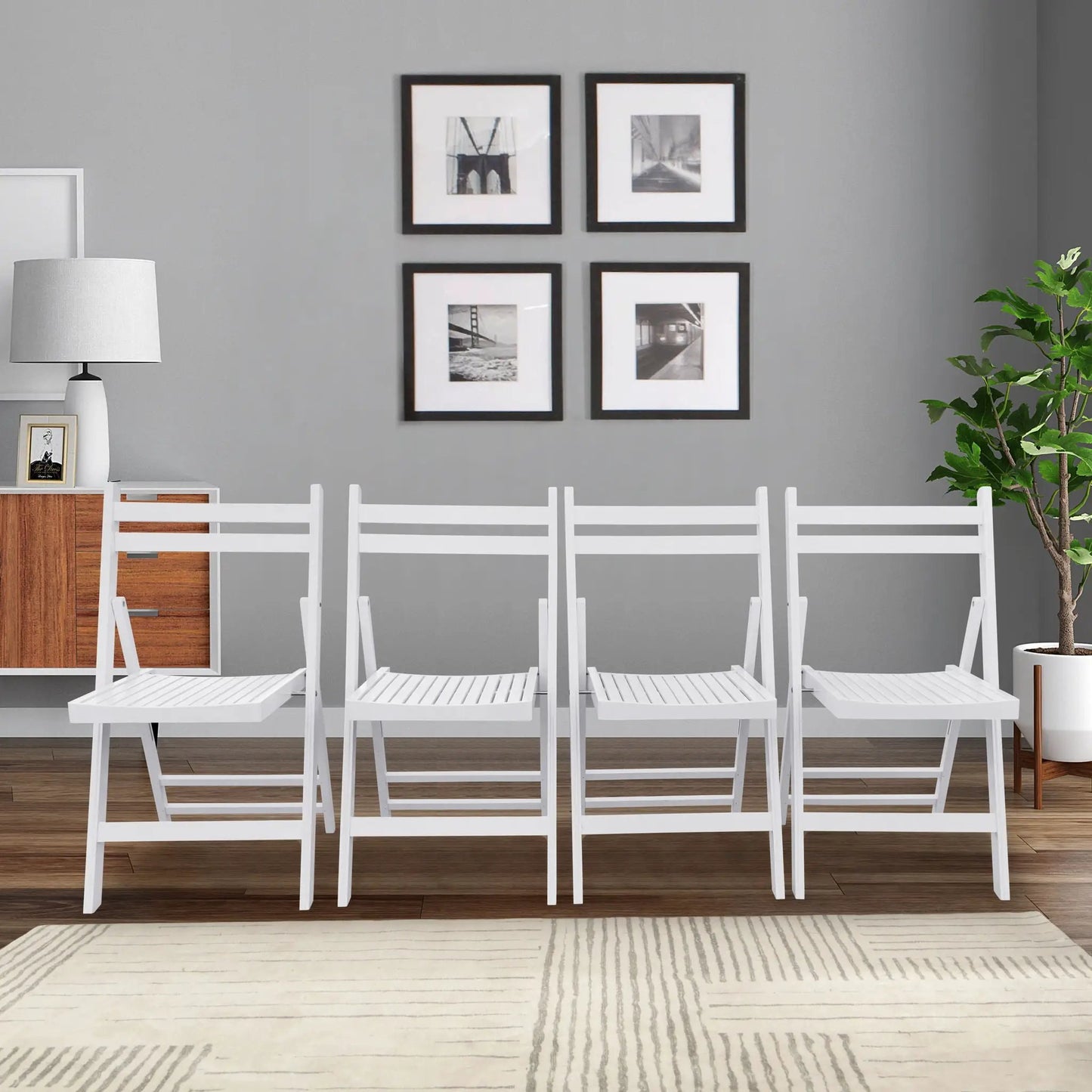 Folding Special Event Chair Set of 4 in white slatted wood by Unique Piece Furniture on Tampa Home & Garden Store