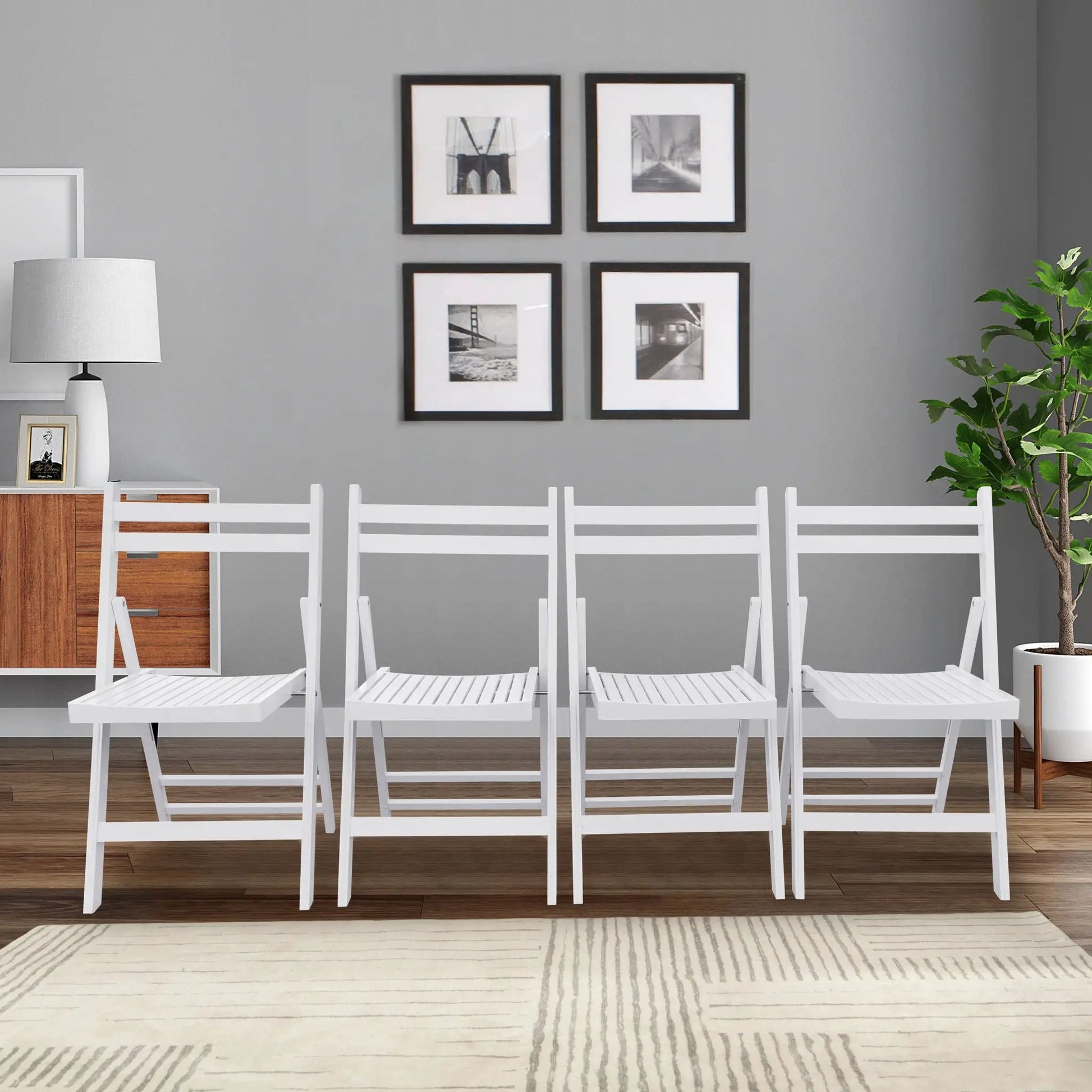 Folding Special Event Chair Set of 4 in white slatted wood by Unique Piece Furniture on Tampa Home & Garden Store
