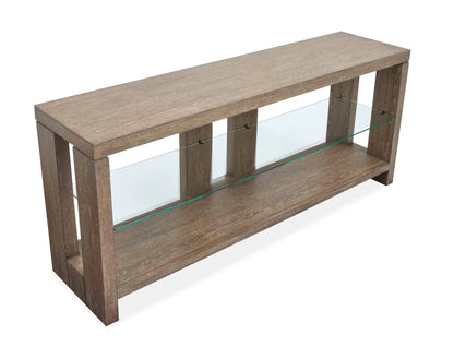 Cypress Console Sofa Table Spiced Brown with glass shelf by Unique Piece Furniture on Tampa Home & Garden Store