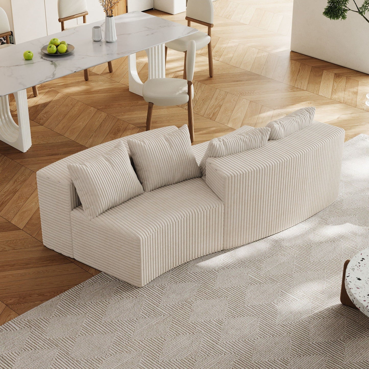 Curved Modular Sectional Sofa and Four Pillows