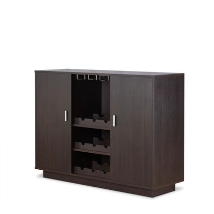 Hazen Wine Cabinet II Espresso With Stemware Rack