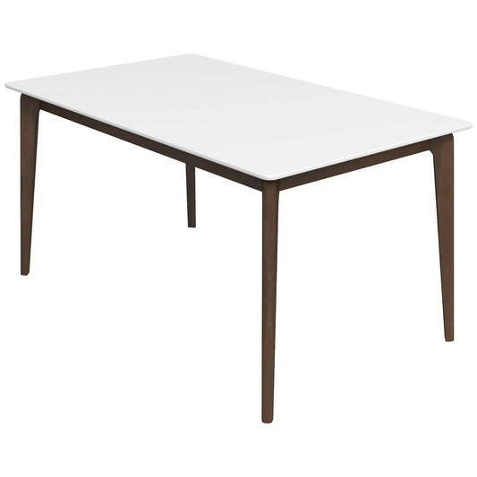 Levi modern style rectangular dining kitchen table with white top and dark brown legs on Tampa Home & Garden Store
