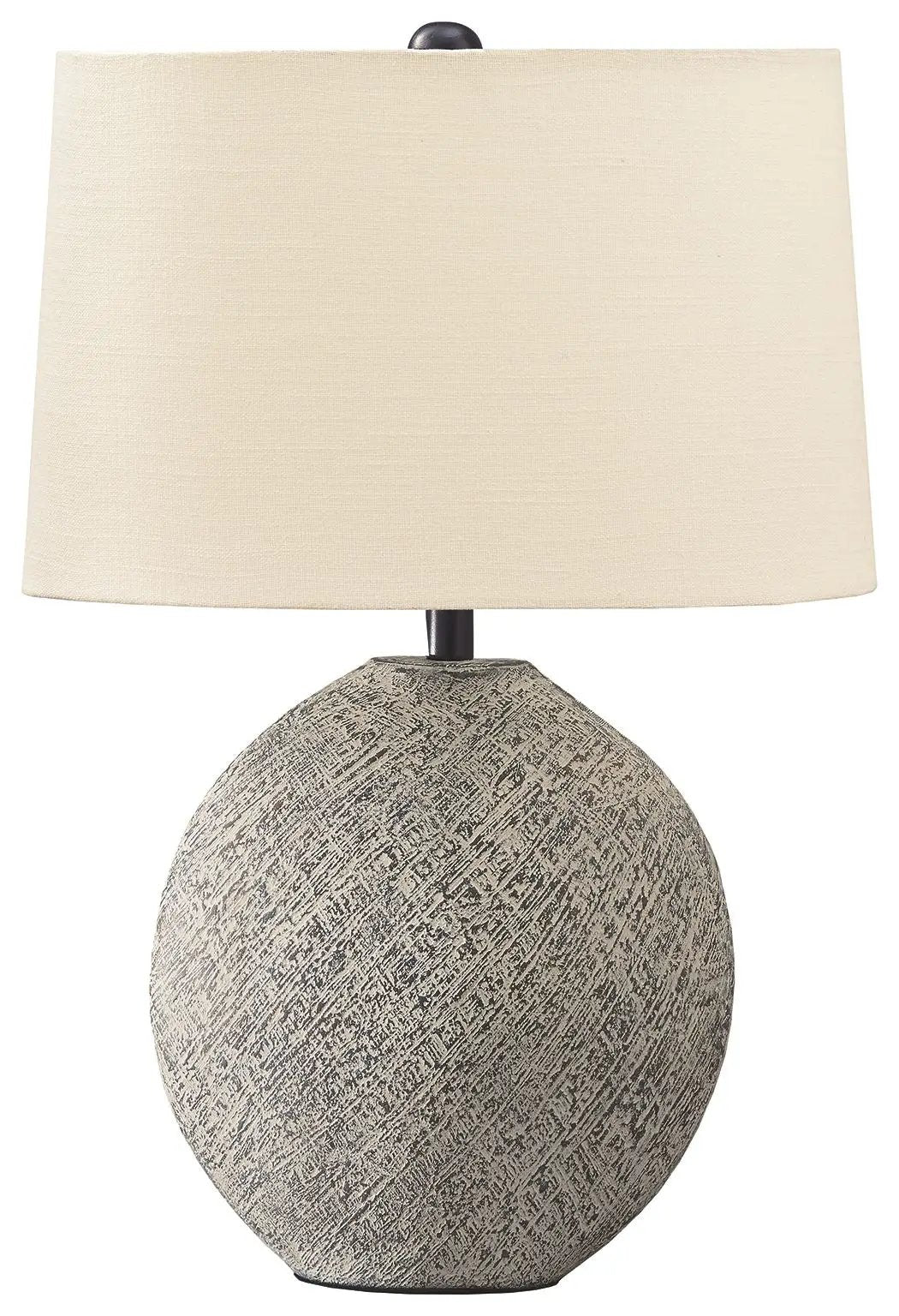 Harif Beige Paper Table Lamp with Textured Shade