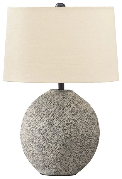 Harif Beige Paper Table Lamp with Textured Shade