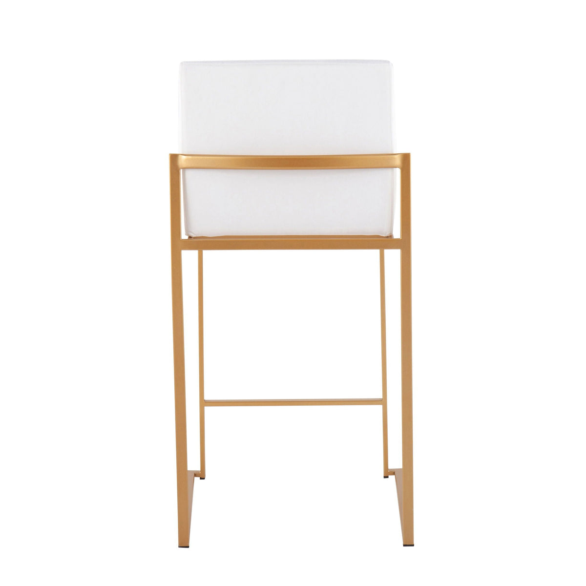 Contemporary high-back counter stool with white upholstered seat and gold frame by HouseOfZazla on Tampa Home & Garden Store