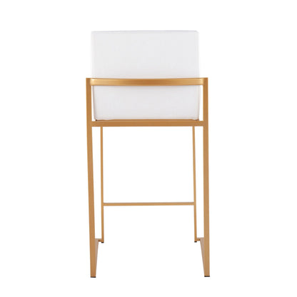 Contemporary high-back counter stool with white upholstered seat and gold frame by HouseOfZazla on Tampa Home & Garden Store