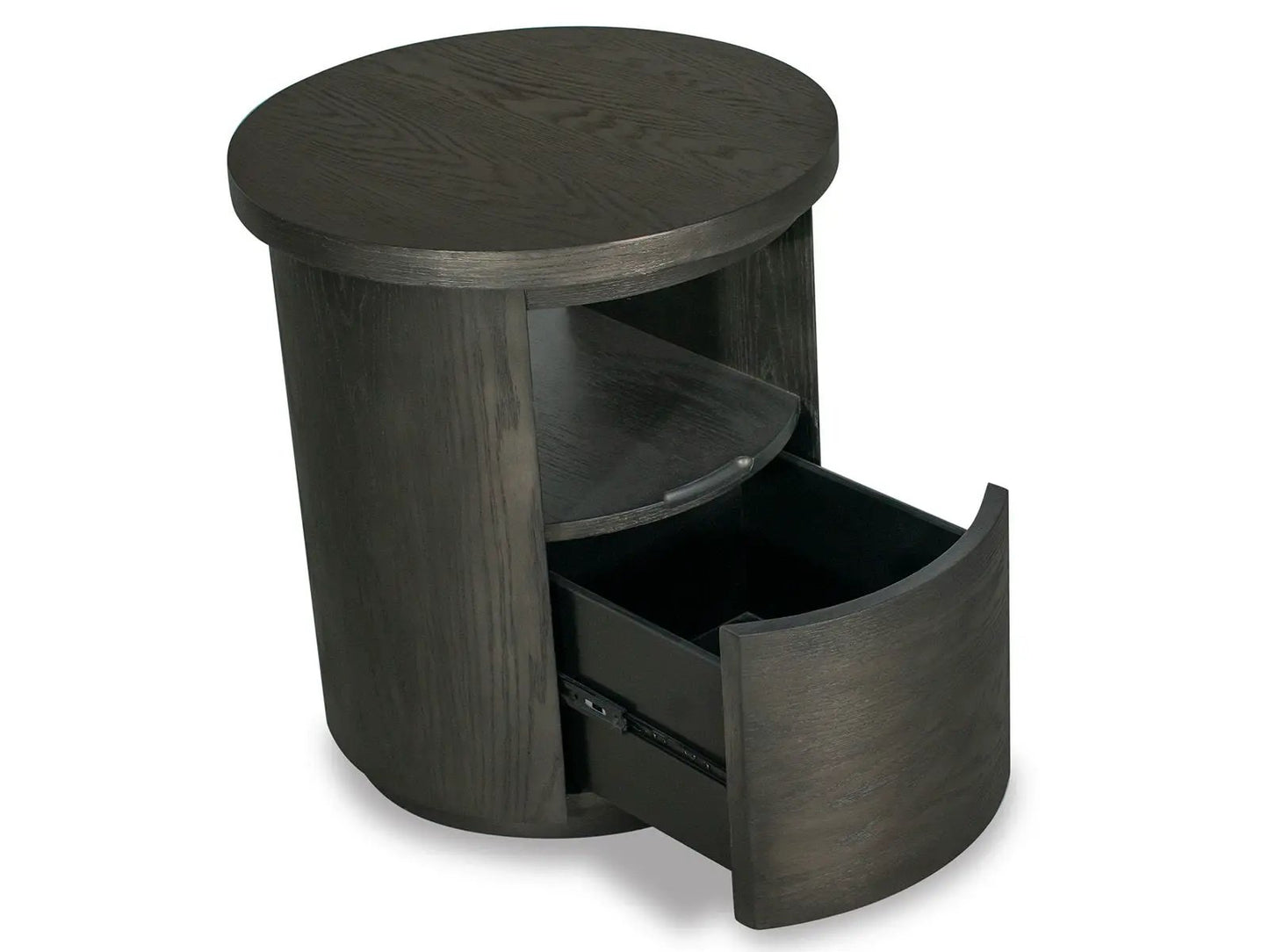 Bosley round end table coffee bean finish with curved front drawer by Unique Piece Furniture on Tampa Home & Garden Store