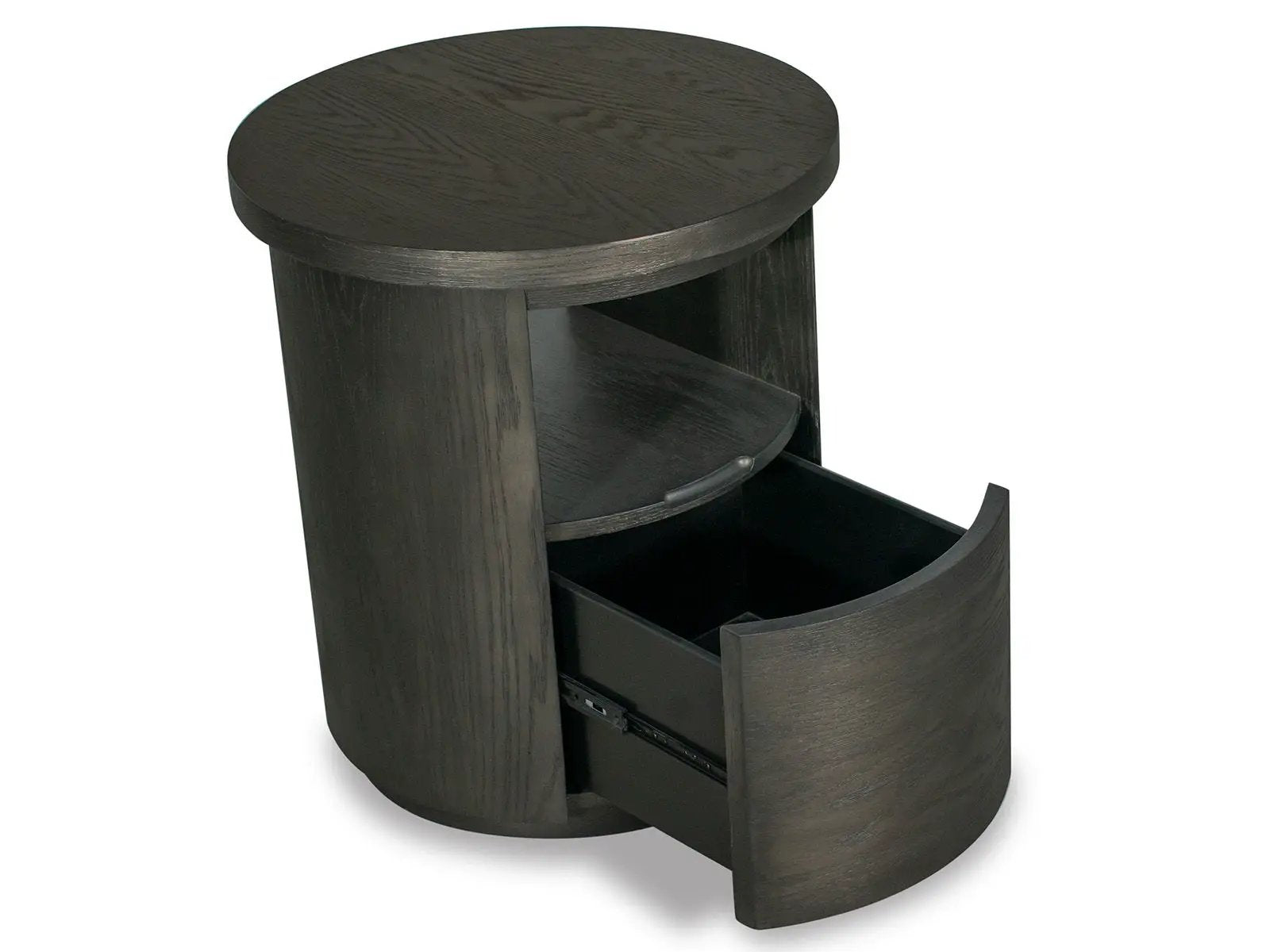 Bosley round end table coffee bean finish with curved front drawer by Unique Piece Furniture on Tampa Home & Garden Store