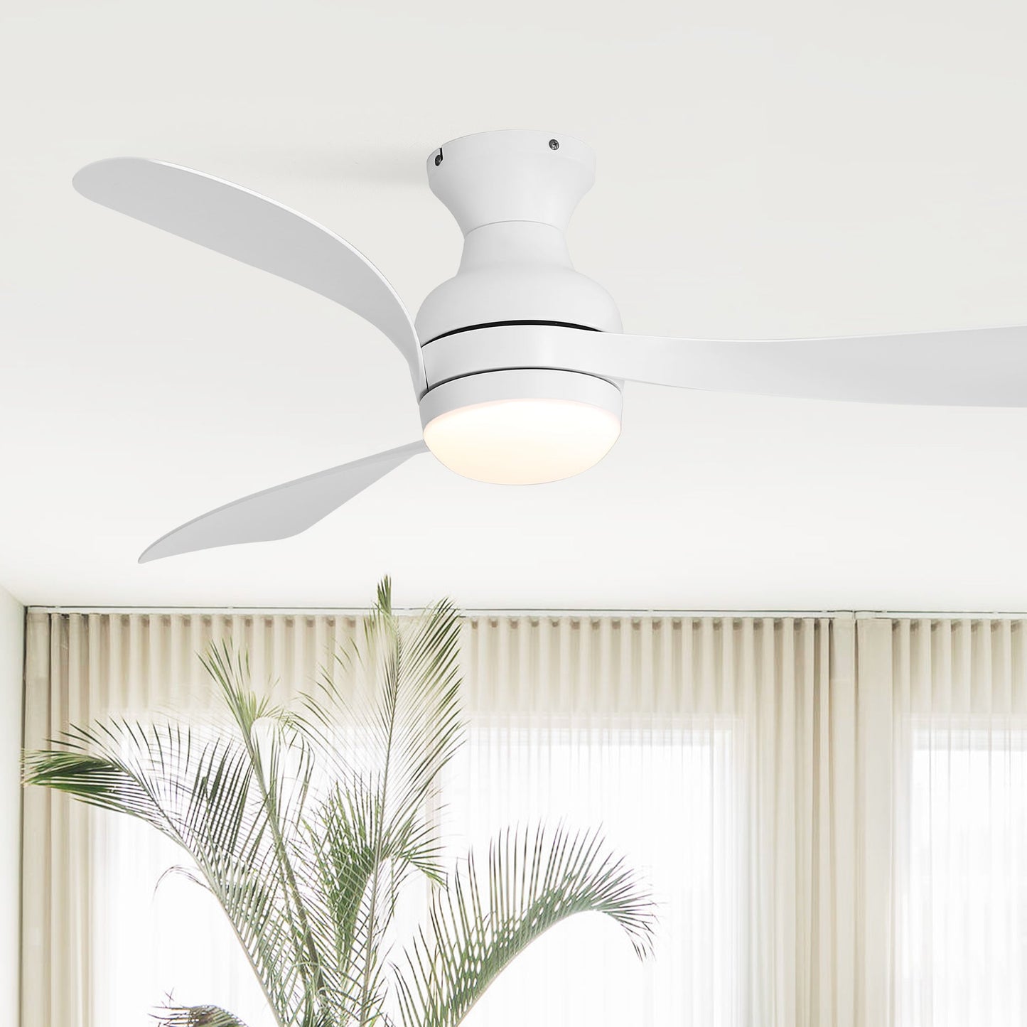 52-inch low-profile white ceiling fan with dimmable LED light by HouseOfZazla on Tampa Home & Garden Store