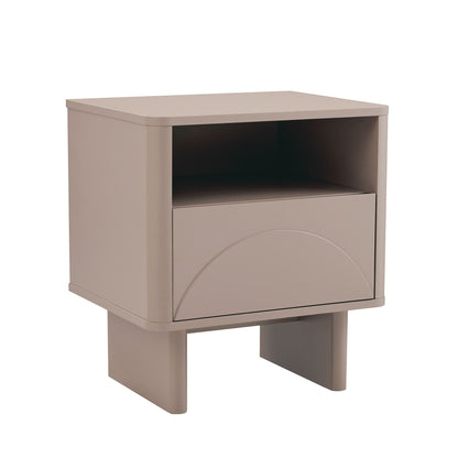 Accent nightstand with drawer and open shelf in beige taupe by HouseOfZazla on Tampa Home & Garden Store