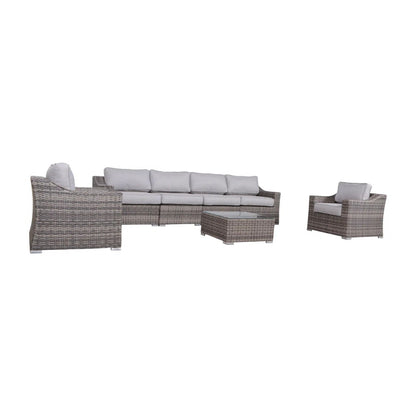 Outdoor Wicker Set With Glass Table And Cushions
