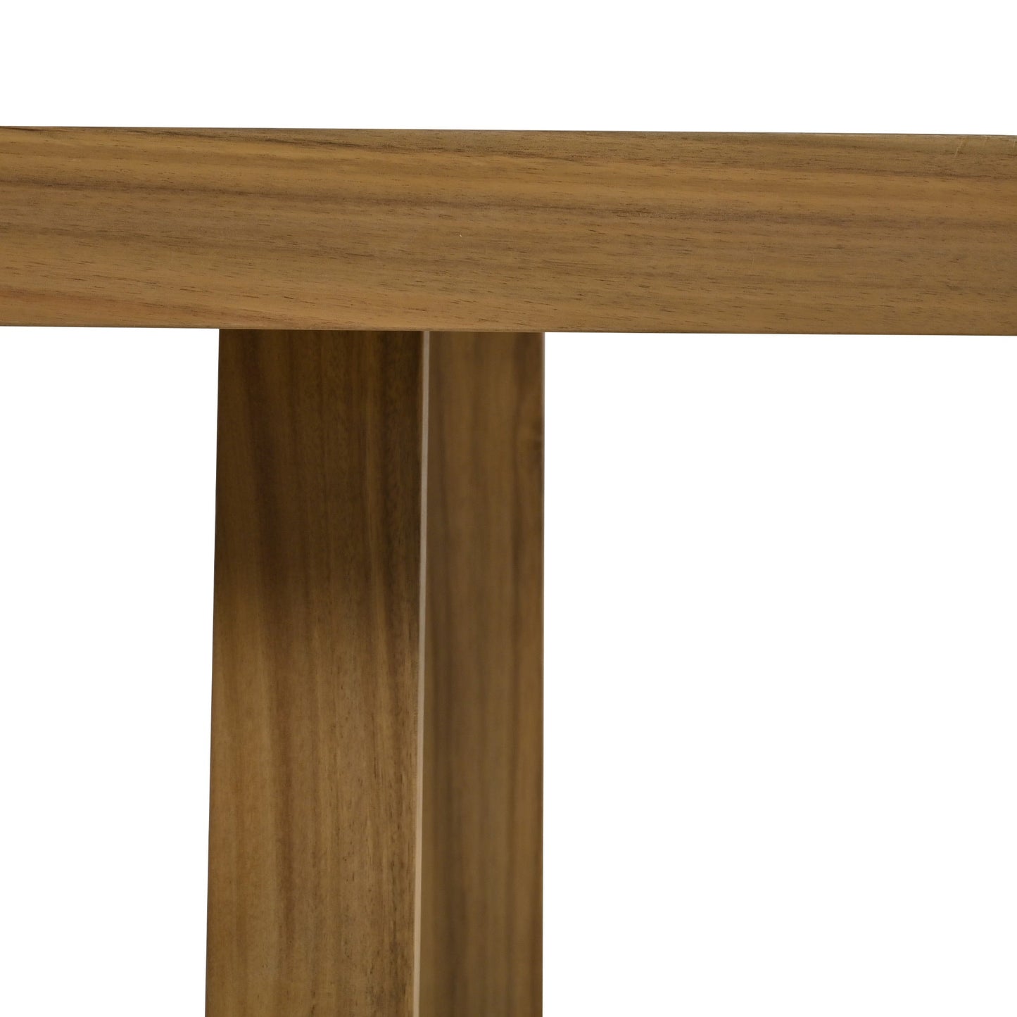 U_Style Multi-Person Outdoor Acacia Wood Dining Table edge with sturdy leg in natural finish on Tampa Home & Garden Store