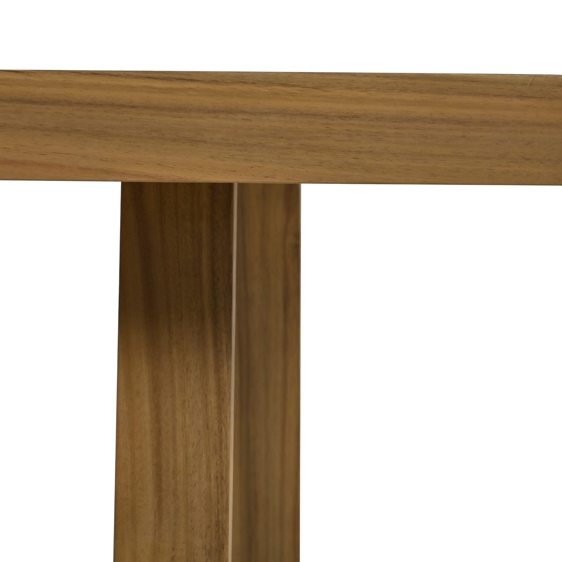 U_Style outdoor acacia wood dining table close-up with edge and thick legs HouseOfZazla on Tampa Home & Garden Store