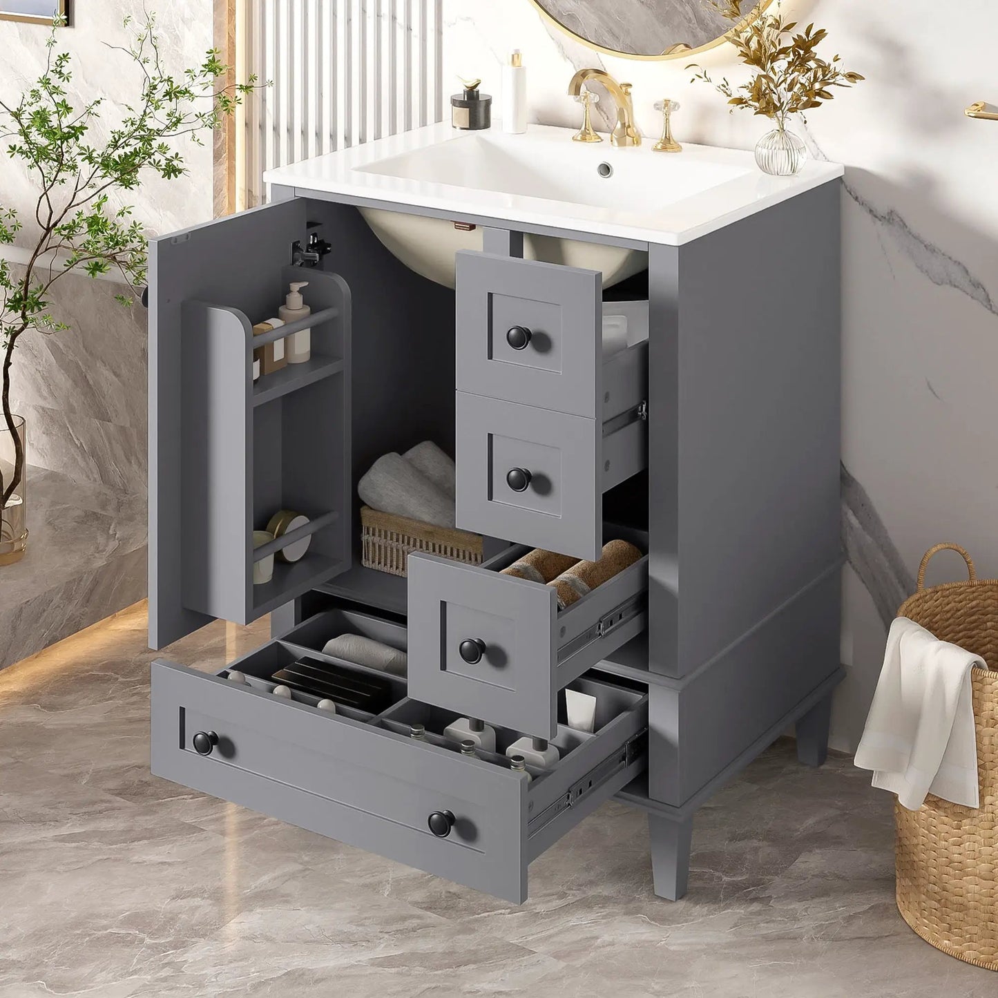 Bathroom Vanity With Basin and Soft Close Drawers
