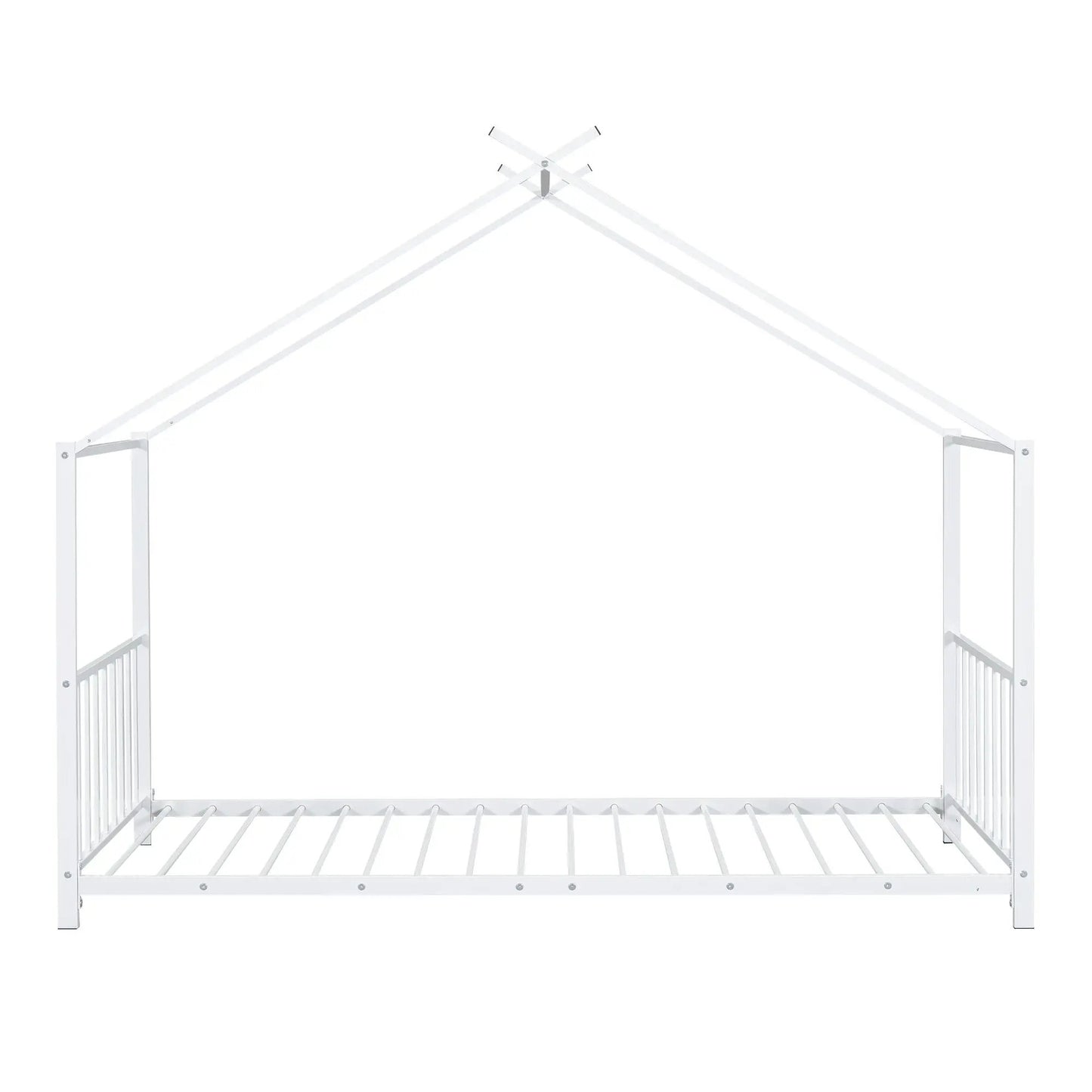 White metal canopy bed frame with slatted base and modern design Unique Piece Furniture on Tampa Home & Garden Store