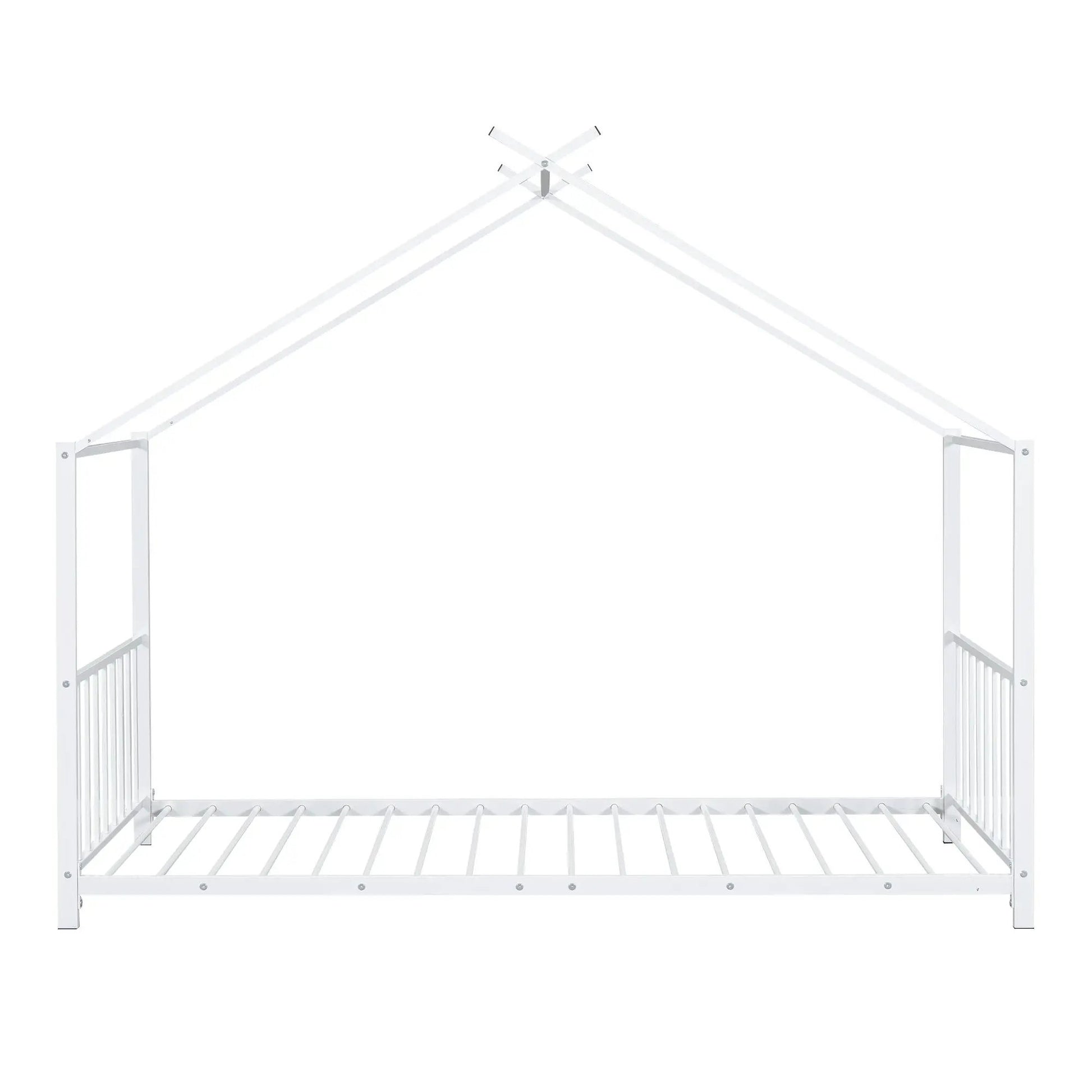 White metal canopy bed frame with slatted base and modern design Unique Piece Furniture on Tampa Home & Garden Store