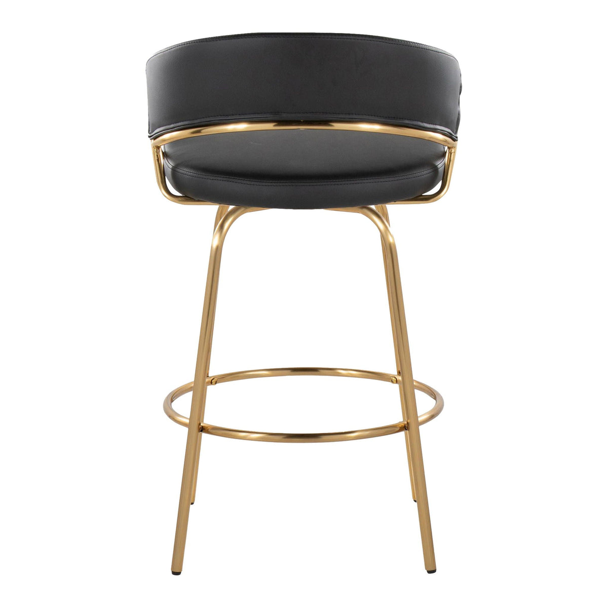 Glam counter stool with swivel by HouseOfZazla, black leather seat and gold frame set of 2 on Tampa Home & Garden Store