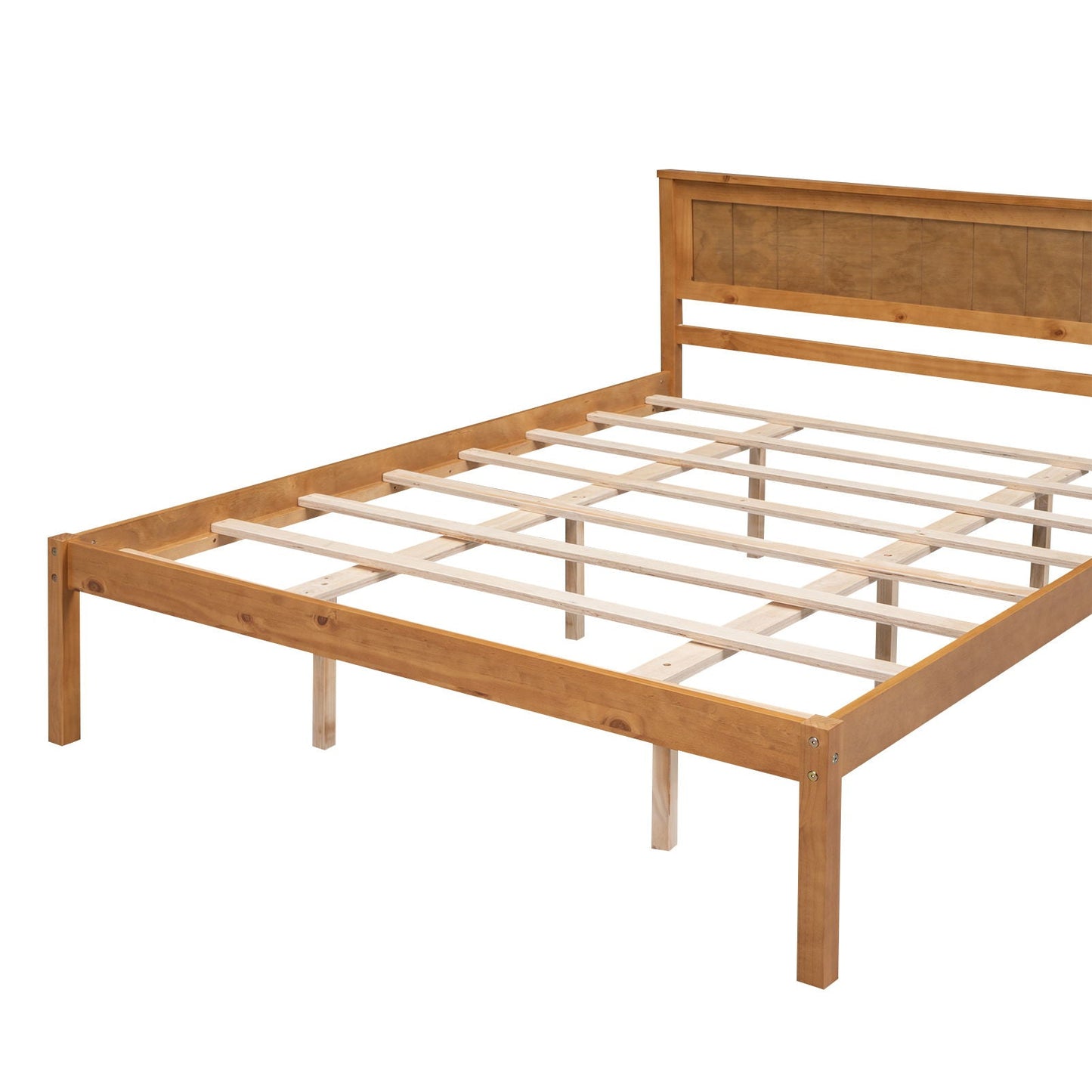 Strong Espresso Wood Platform Bed and Headboard