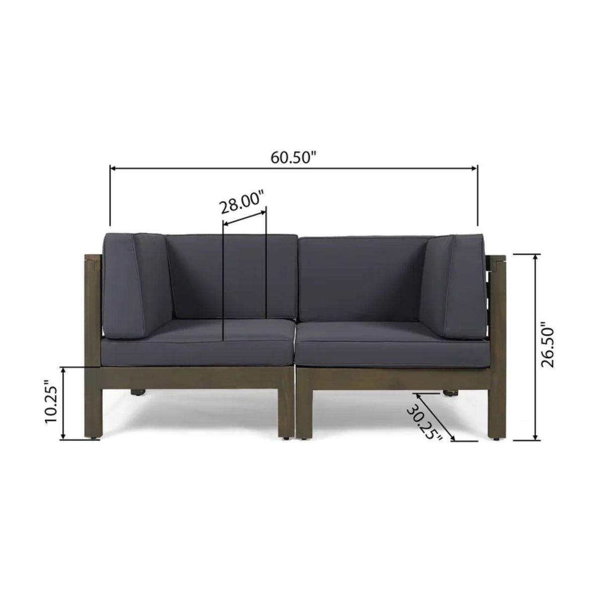 Oana 2-Piece Loveseat Set with water resistant cushions HouseOfZazla charcoal cushions on frame on Tampa Home & Garden Store
