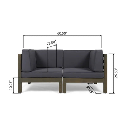 Oana 2-Piece Loveseat Set with water resistant cushions HouseOfZazla charcoal cushions on frame on Tampa Home & Garden Store
