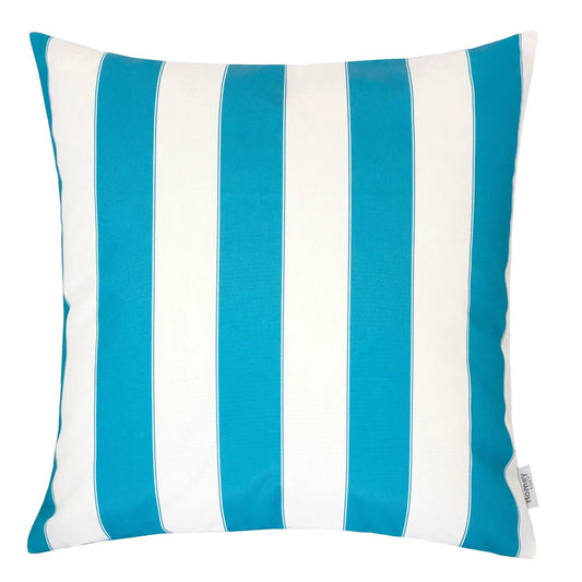 Horizon Stripe Pillow turquoise blue and white striped accent cushion indoor outdoor on Tampa Home & Garden Store