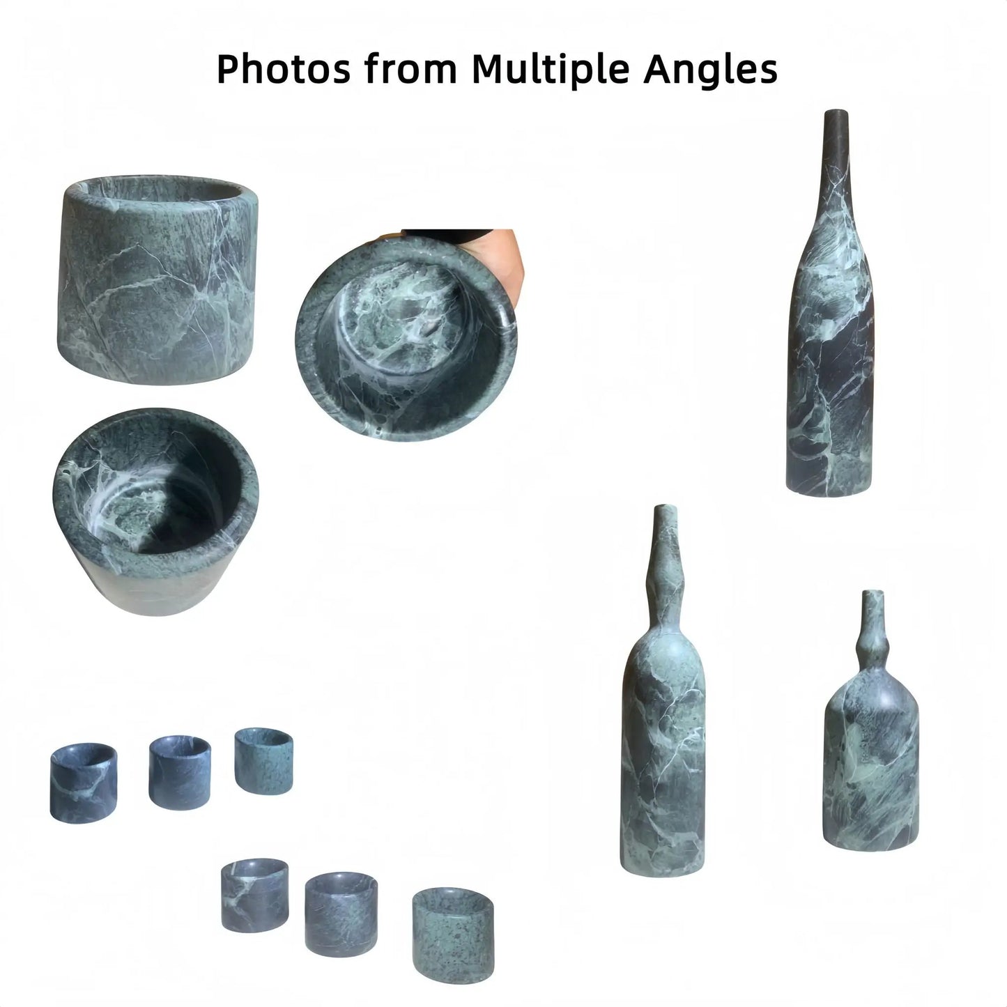 7-piece luxury natural marble accessories set with vases and bowls by Unique Piece Furniture on Tampa Home & Garden Store