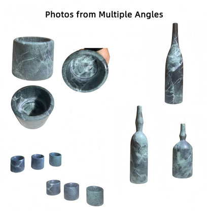 7-piece luxury natural marble accessories set with vases and bowls by Unique Piece Furniture on Tampa Home & Garden Store