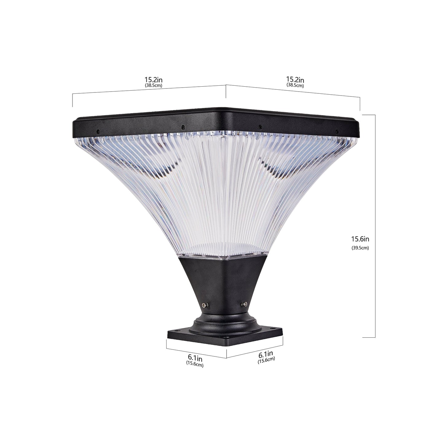 Modern Black Outdoor Post Light and Remote