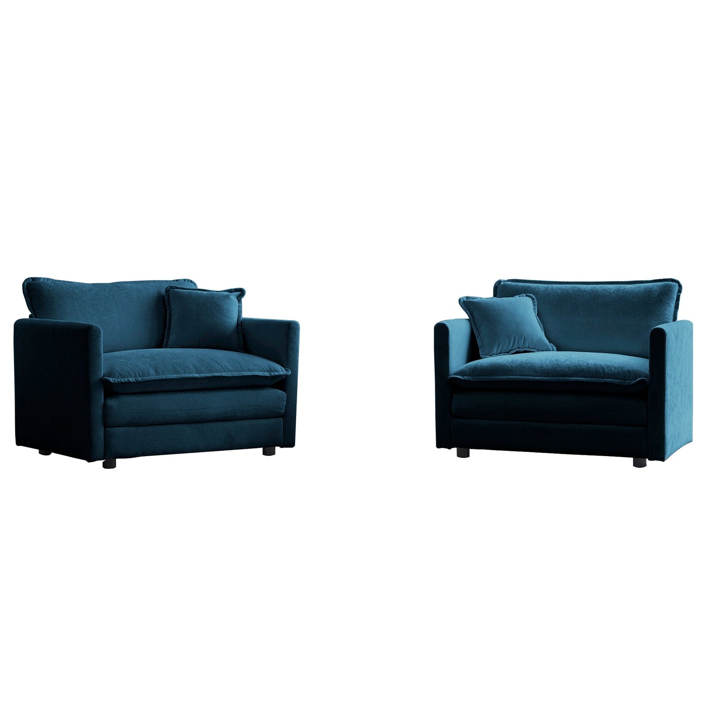 Accent chair set of 2 in blue chenille upholstery with plush cushions on Tampa Home & Garden Store