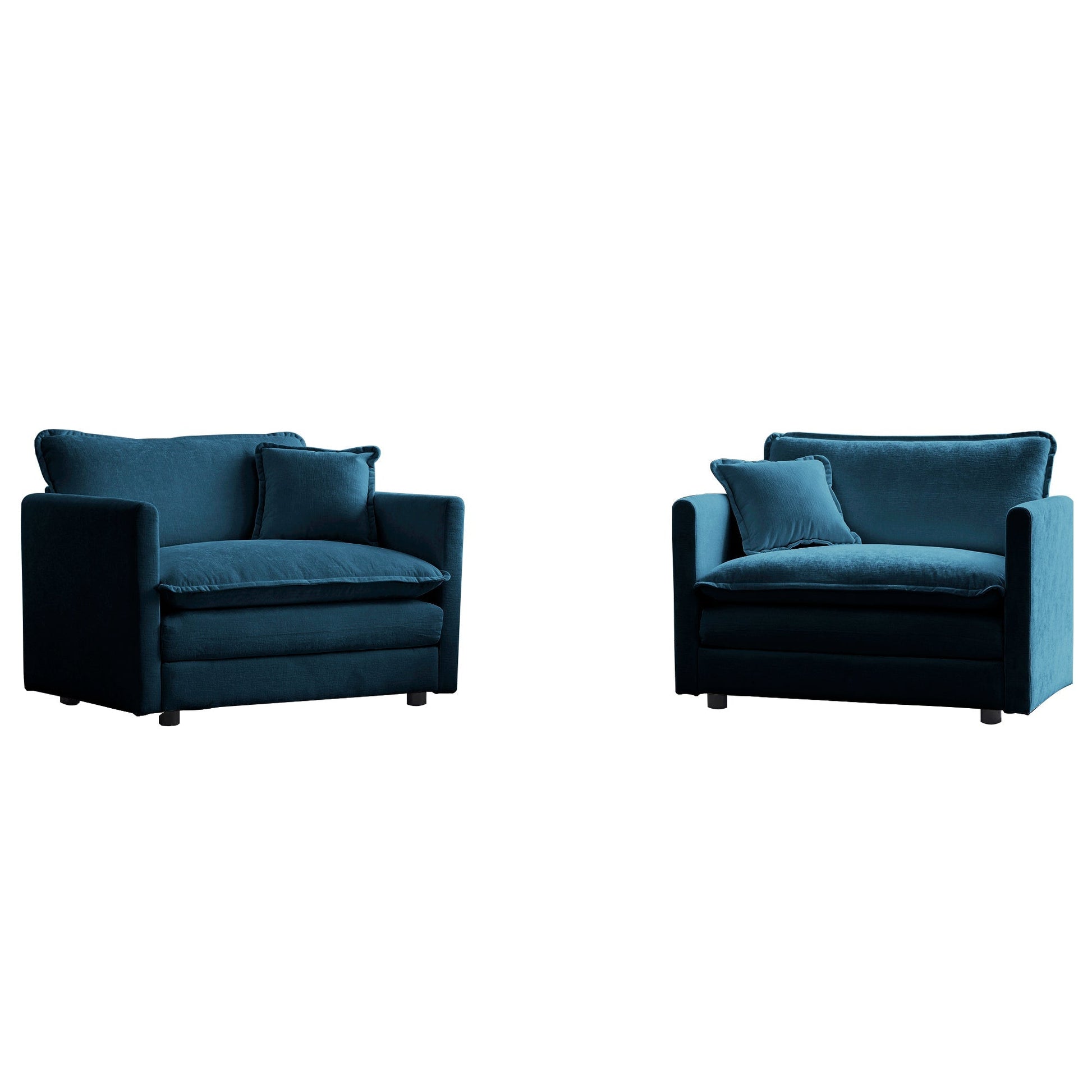 Accent chair set of 2 in blue chenille upholstery with plush cushions on Tampa Home & Garden Store