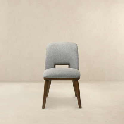 HouseOfZazla modern dining chair set of 2 in gray fabric with walnut base on Tampa Home & Garden Store