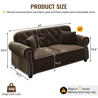 Plush Upholstered Chesterfield Sofa and Nailhead