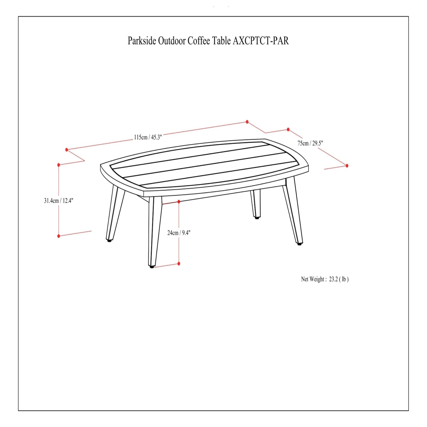 Parkside Light Teak Outdoor Coffee Table