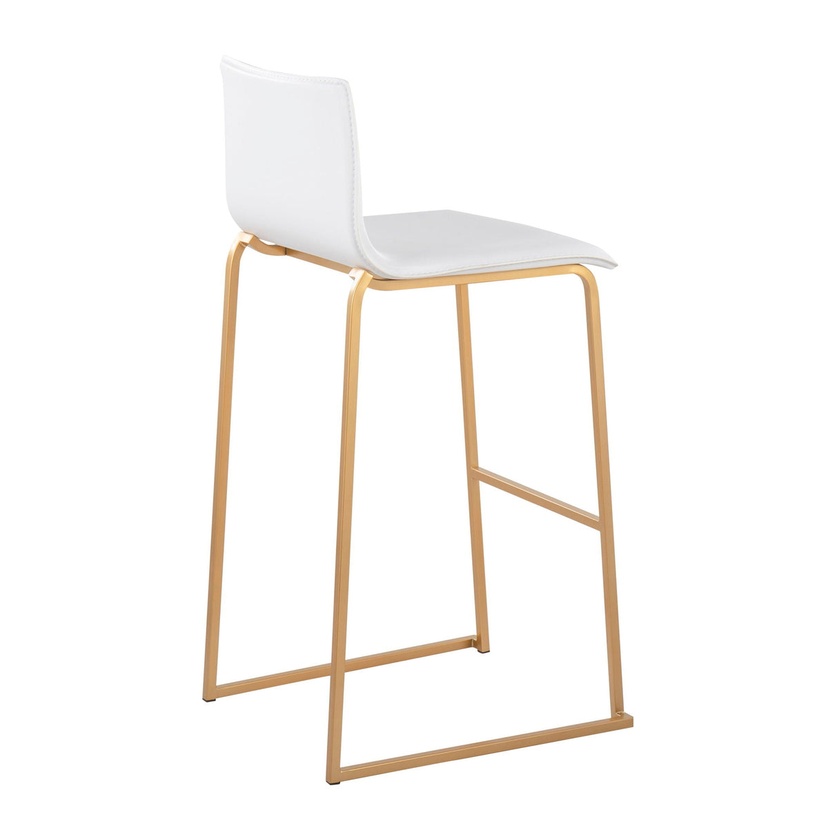 Contemporary upholstered barstool set of 2 with white seat and back, gold metal base HouseOfZazla on Tampa Home & Garden Store