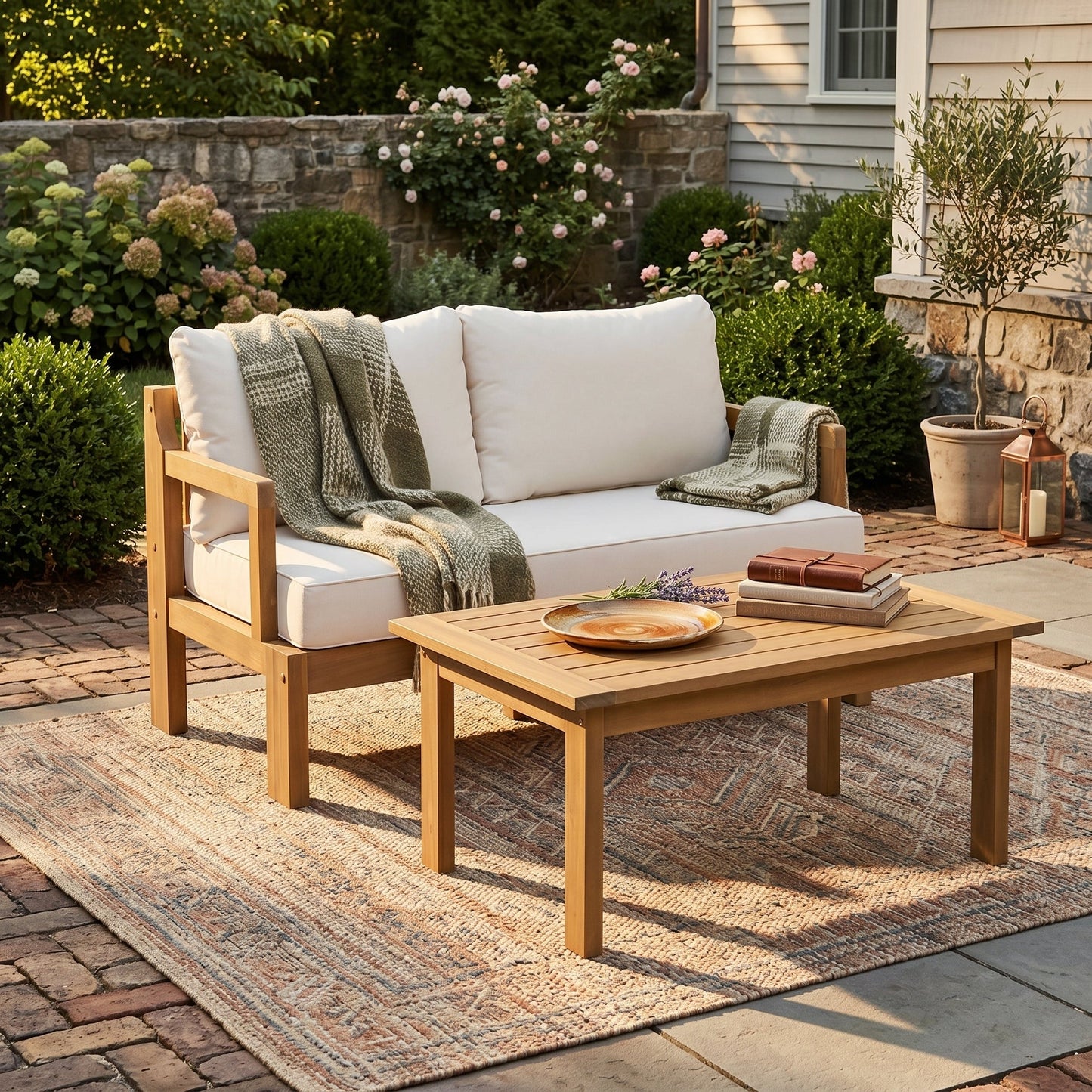 Premium Acacia Wood Two Piece Patio Chat Set