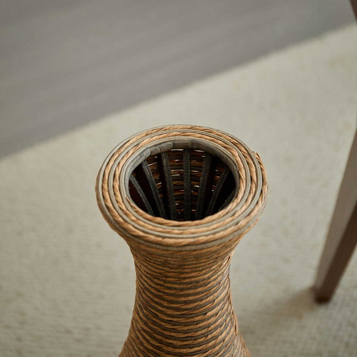 3-piece beige artificial rattan floor vase set, modern artistic style on Tampa Home & Garden Store