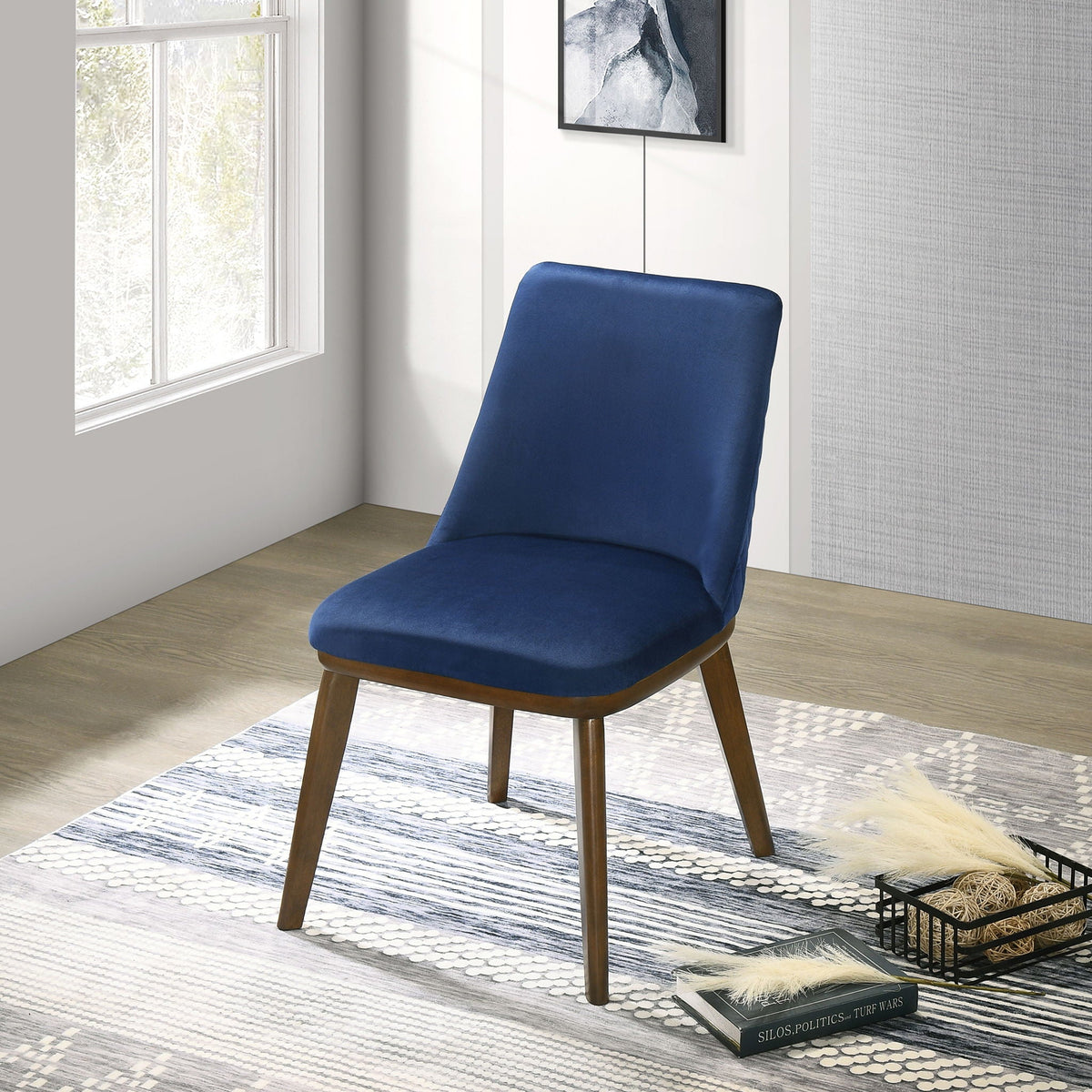 Mid-Century Dining Chair Set of 2 in blue with solid wood frame HouseOfZazla on Tampa Home & Garden Store