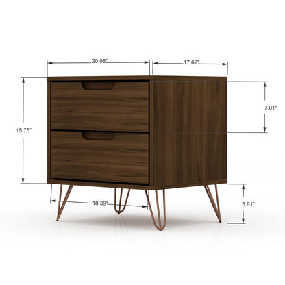 2 Drawer Nightstand with Durable Splayed Legs and right-side cabinet in dark walnut finish HouseOfZazla on Tampa Home & Garden Store