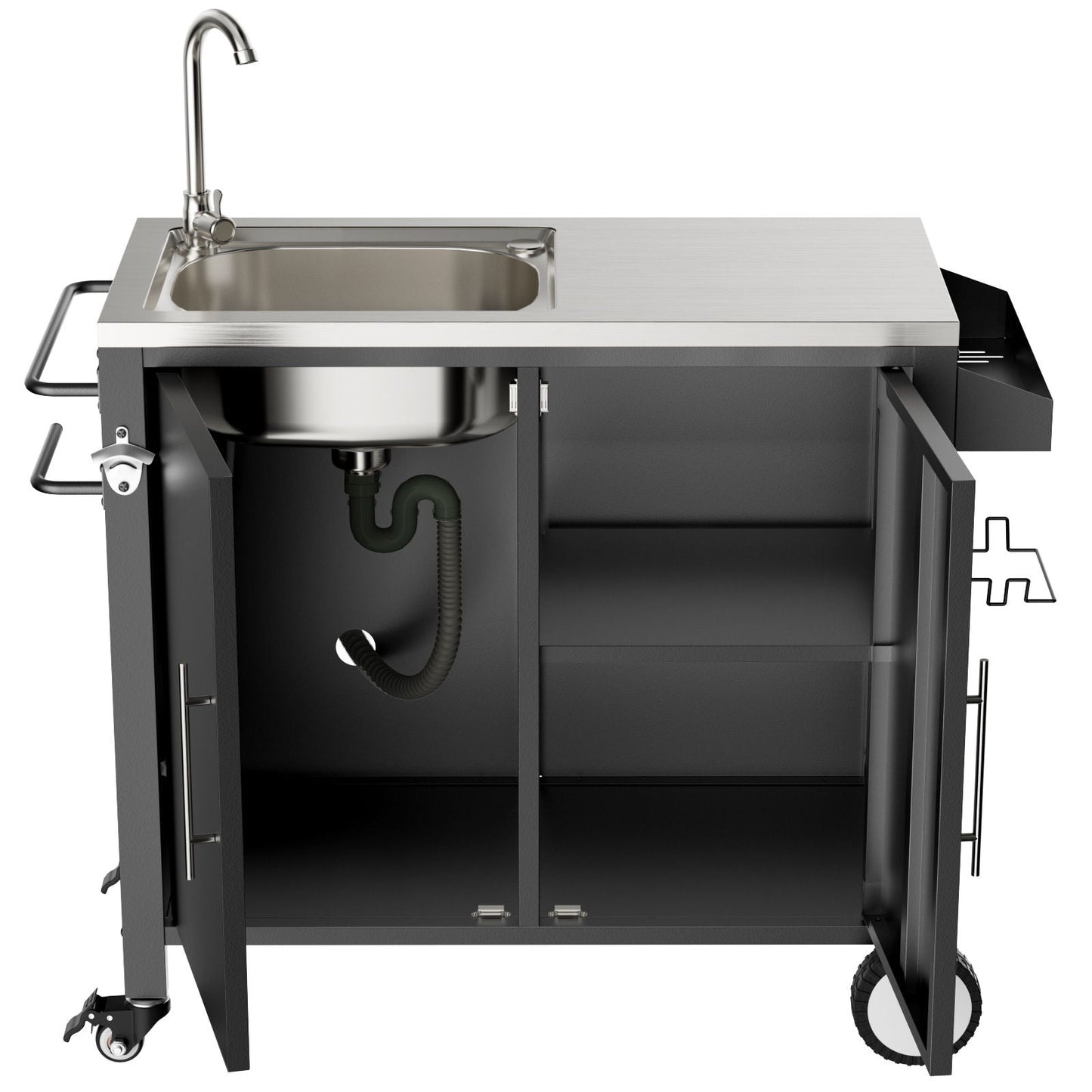 Outdoor Grill Cart With Sink and Storage Cabinet