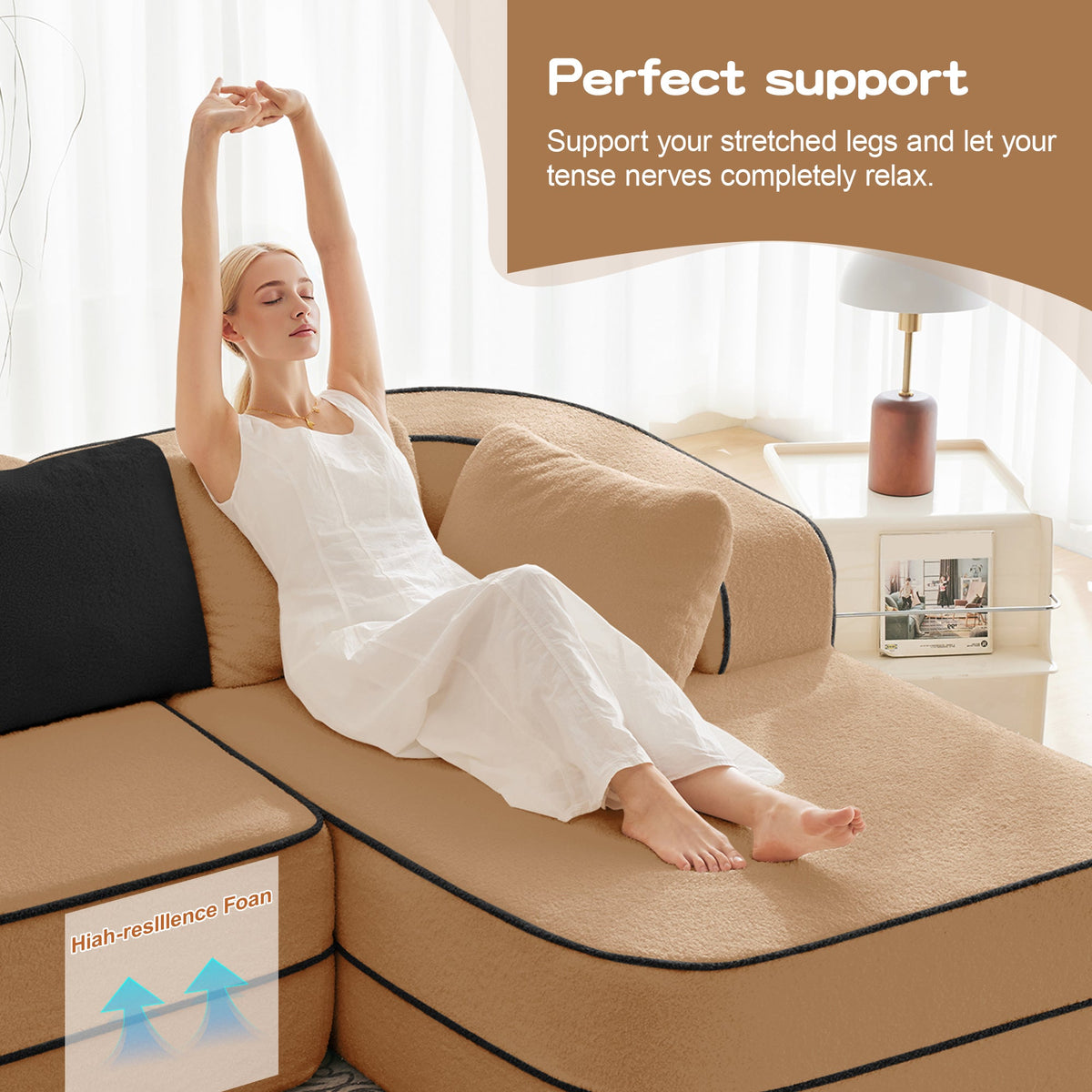 A Modern Teddy Fabric Sofa With No Assembly