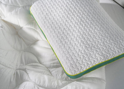 BedGear Astro Youth backrest pillow in white with quilted texture and neon green piping on Tampa Home & Garden Store