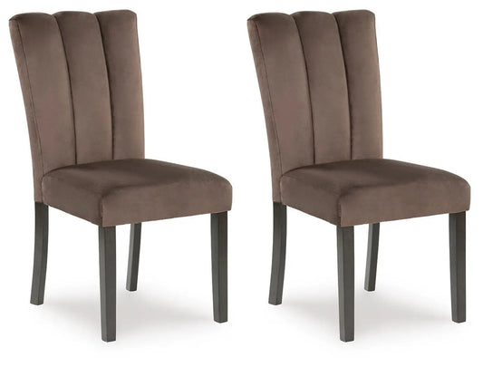 Jeshina dining side chair set of 2, mocha fabric, dark wood legs by Unique Piece Furniture on Tampa Home & Garden Store