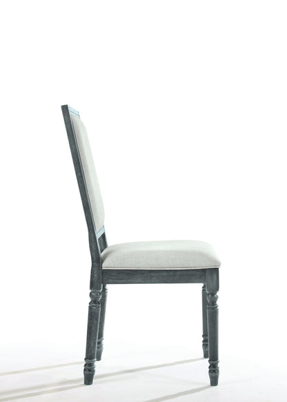 Weathered Side Chair with Cream Linen Upholstery, gray wood frame by HouseOfZazla Kids' Chairs on Tampa Home & Garden Store