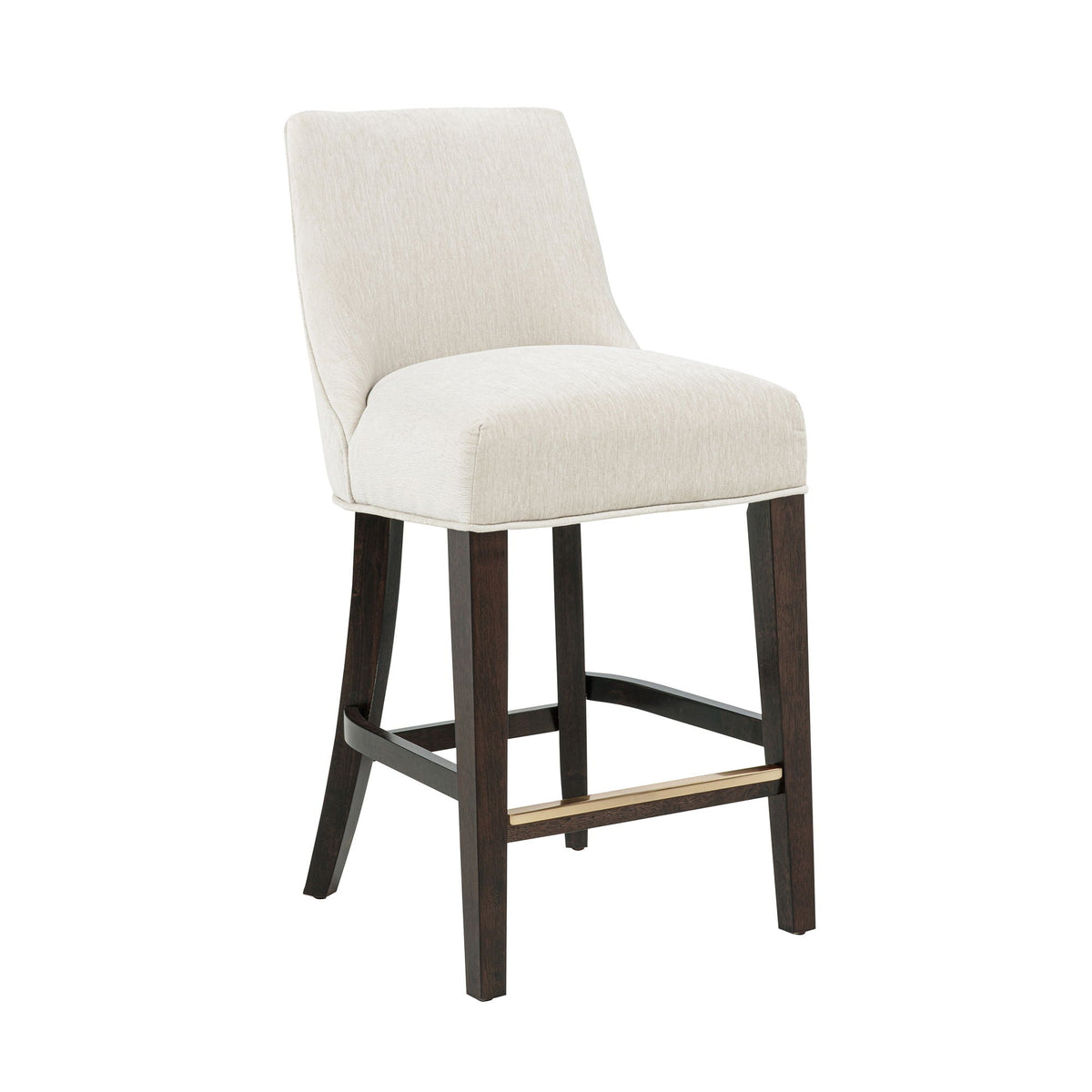 Upholstered counter stool with backrest and footrest beige fabric, dark wood legs HouseOfZazla on Tampa Home & Garden Store