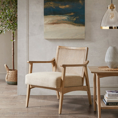 Two Cane Back Upholstered Accent Chair natural woven cane back and upholstered seat by HouseOfZazla on Tampa Home & Garden Store