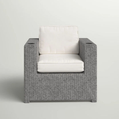Aviara outdoor club chair gray mix wicker with plush cream cushions HouseOfZazla on Tampa Home & Garden Store