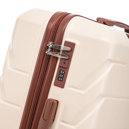 HouseOfZazla 3-piece spinner luggage set with combination lock in beige with brown trim on Tampa Home & Garden Store